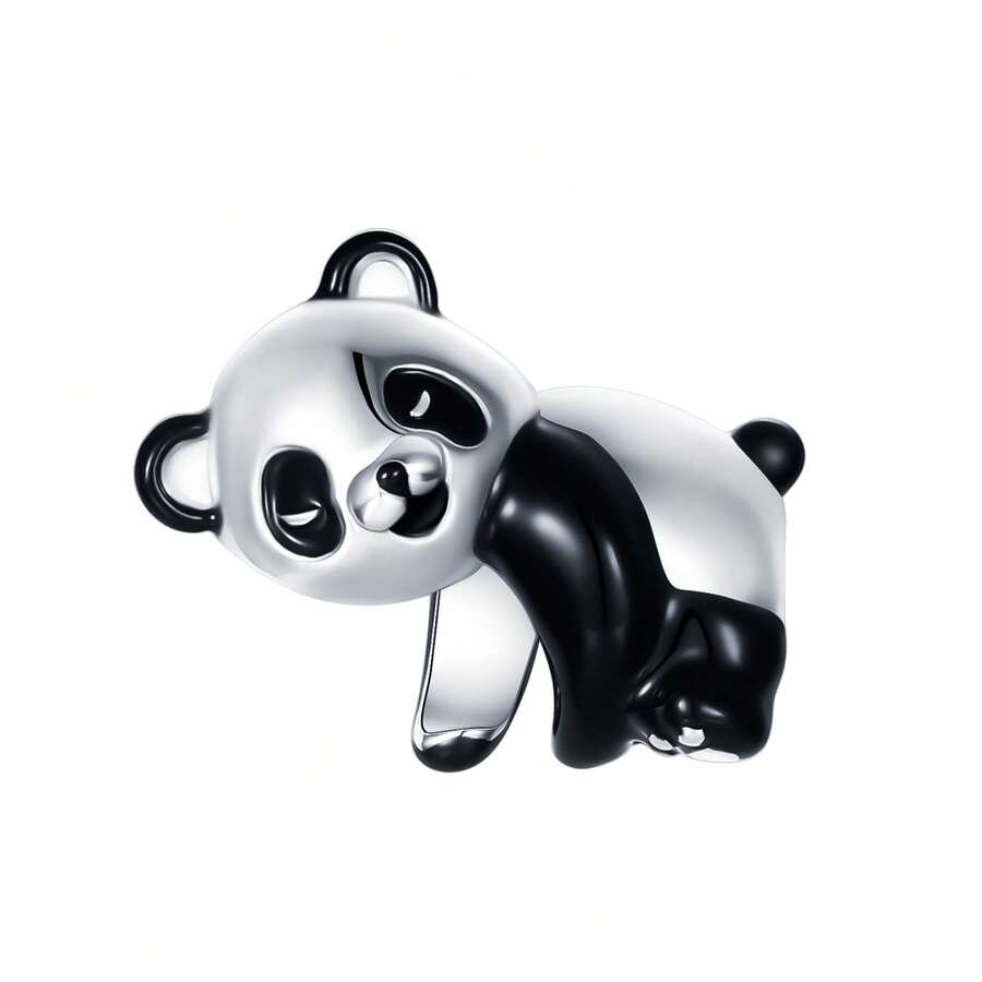 Cute Panda Crystal Charm Set Silver Plated DIY Xmas Gifts