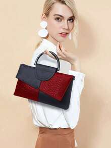 Luxury PU Leather Crossbody Bag, Fashionable Versatile Women's Handbag, Personalized Chic Crocodile Pattern Clutch - Black - View 8