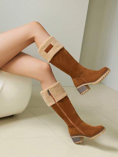 بوت ثلج نسائية جديدة، بوت شتوية سميكة القاع لعام 2026، بوت شتوية ذات كعب سميك وأنبوبة عالية تزيد من الارتفاع، مقاومة للانزلاق، مبطنة بالحرارة، بوت طويلة، بوت موضة للنساء