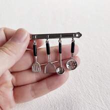 4sets 1:12 Dollhouse Accessories Miniature Kitchen Cooking Utensils Set, Pots, Pans, Spoons