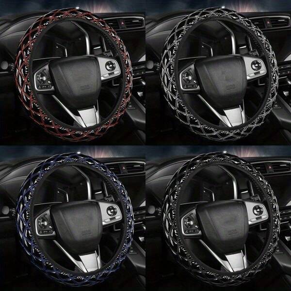 Shiny PU Leather Steering Wheel Cover Without Inner Ring, Elastic