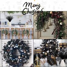 MEHELANY 5 pezzi Steli di bacche artificiali glitterati neri, piante artificiali di 40 cm, ornamenti per raccolta di bacche di agrifoglio finte, rami glitterati per realizzare corone natalizie, decorazioni per la casa, feste, regali, caminetti, vasi da esterno, composizioni floreali, centrotavola