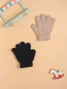 2 pares de guantes cálidos y versátiles de unicolor para niños, esenciales para bebés, aptos para otoño/invierno - Multicolor - Ver 11