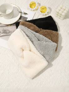 1pc Autumn/Winter Faux Fur Headband, Fashionable Minimalist Criss-Cross Hair Accessory For Women Elegant Scarf Warm Hair Bands Women Bandanas