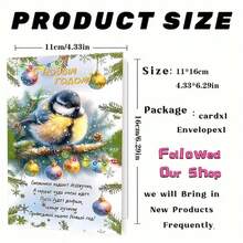 1pc "Bird New Year Cheer" Greeting Card With Envelope - Festive Bird & Ornaments Theme Card For New Year Greetings, Expressing Heartfelt New Year Cheers, Perfect For Pals & Nature Enthusiasts, New Year Keepsake Gift - Multicolor - View 5