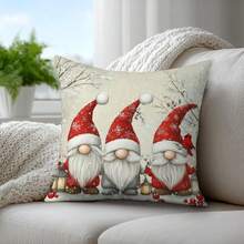 1 Stück Weihnachts-Kissen-Bezug mit Motiv von Weihnachtskatze, Weihnachtsbaum und Schneehäuschen, moderne Stoff-Plüsch-Muster Kissenhülle für Weihnachten, Wohnzimmer, Sofa, Heimdekoration, ohne Füllung