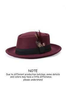 1 pieza Sombrero de protección solar casual de poliéster (poliéster) con plumas naturales de color contrastante, sombrero de playa, para todas las estaciones, unisex