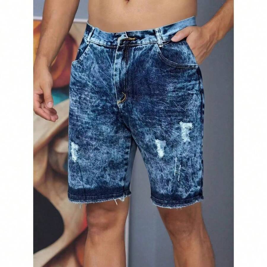 Men's Ripped Bermuda Jeans Summer Fashion 100% Premium Spring And Summer Line - Lavagem Jeans 4 - View 1