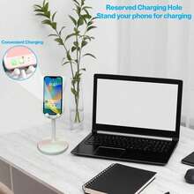 1 pieza Soporte de teléfono ajustable con orejas de conejo lindo para escritorio y tableta, soporte de dibujos animados compatible con iPad y todos los teléfonos inteligentes, diseño de base estable, perfecto para ver videos, transmisión en vivo, juegos y creación de contenido, soporte universal con posicionamiento flexible - Multicolor - Ver 8