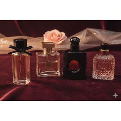 Set de perfumes para dama, paquete de 4 frascos de 25ml, fragancia floral elegante, ideal para ocasiones especiales, regalo perfecto, colección de aromas originales, perfume femenino moderno con variedad para uso diario y eventos formales.