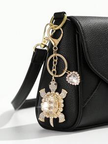 1 pieza Llavero con colgante con forma de tortuga lleno de brillantes, de estilo europeo y americano, lujoso y adorable. Adecuado para decoración y regalo de uso diario para mujeres - Multicolor - Ver 2