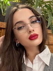 Bộ 1/2/3 gọng kính thời trang mắt mèo bằng kim loại nhẹ, sang trọng dành cho nữ, đính đá, phù hợp để đọc sách hàng ngày và đi làm. - Nhiều màu - Xem 13