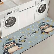 1 pieza Alfombra rectangular de gel de sílice con estampado de pingüino para decoración y regalo de Navidad, para sala de estar, dormitorio, pasillo, baño, lavandería - Poliéster, decoración del hogar para interiores/exteriores - Multicolor - Ver 22
