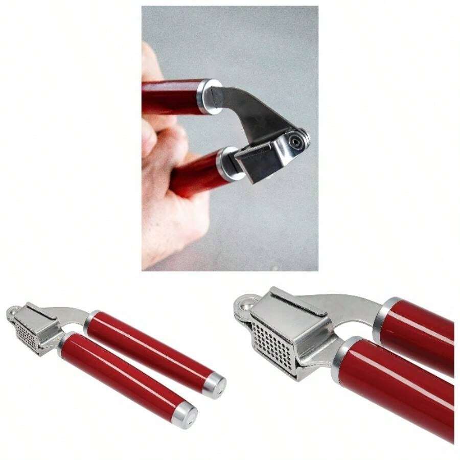 Trituradora de prensa de ajo, utensilios de cocina de acero inoxidable, cesta extrable, rojo imperio - Rojo Imperio - Ver 1