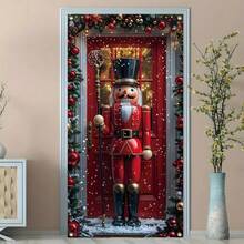 Pano de Bottom de Porta Temático de Natal com Quebra-Nozes de Inverno, Decoração Festiva Personalizada para Festa de Natal, Banner de Fotografia em Vinil