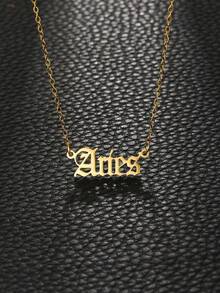 1pc Fashionable Stainless Steel Constellation Letter Pendant Necklace For Women For Party For Daily Decoration