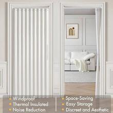 Accordion Style Magnetic Folding Door Curtains DoorwaysCloset, Room Divider Pleated Drapes With Hooks Interior Living RoomBedroomOpen Closet, White, W39x L78 Inches, 1 Panel - 39"W X 78"L (Pack Of 1) + White - View 4