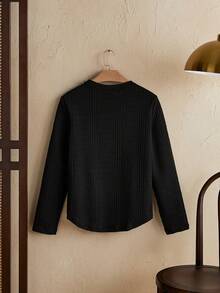 男式字母贴花T恤，夏季，秋季 - 黑色 - 查看 2