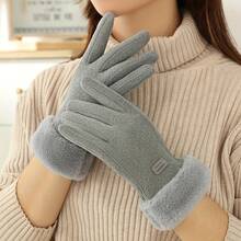 1 Pair Of Warm Gloves, Designed Gloves, Outdoor Gloves, Sports Gloves, Cold-Proof Gloves, Finger-Protecting Gloves, Winter Touch-Screen Gloves With Fuzzy Lining, Thick And Warm Gloves, Unisex, Available In Multiple Colors, Suitable For Snow Sports And Christmas Gifts, Holiday Gifts - 黑色 - 查看 10