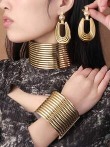 New Exaggerated Multi-Layer Handmade Beaded Vintage Chic Bohemian, European, African, Korean, Middle Eastern Style Party, Holiday, Beach Elastic Collar - Yellow - View 12