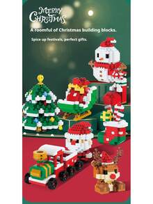 1pc 2025 New Music Box Christmas Tree Small Particle Building Toy Santa Claus Blocks Educational Toy Compatible For Boys Girls Birthday Christmas Gift, Interesting, Hands-On, Creative - Multicolor - View 9