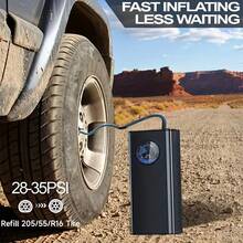 Portable Car Tire Air Pump 150PSl Digital Display Air Pump, With LED Lighting, Wireless Usb Charging, Compact And Lightweight, Suitable For Portable Emergency Equipment Such As Bicycles And Car Balls - màu đen - Xem 4