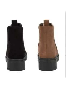 Botines  Kit de 2 pares casuales cafés o negros  botas de moda para mujer estilo cómodo y versátil diseño moderno - Negro - Ver 2
