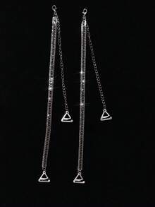 2 chiếc/cặp dây áo ngực hở lưng bằng kim loại trang trí đá Rhinestone dành cho nữ - màu đen - Xem 2
