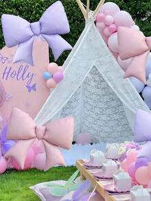 2pcs Giant Pink Bow Foil Balloon, Party Birthday Baby Shower Bridal Engagement Wedding Decorations Party Supplies, Also Suitable For Wedding Backdrop Decorations, Valentine's Day Home Decorations, And Valentine's Day Gifts.