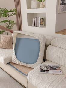 1 pieza Funda de sofá de tela de felpa beige, elástica y no deformante, amigable con la piel y cálida, amigable con las mascotas, protector de sofá lavable a máquina, adecuado para sofá reclinable en forma de L (disponible en varios tamaños), decoración de otoño, decoración de habitación, vuelta al colegio, útiles escolares