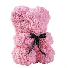 1只25厘米浪漫玫瑰泰迪熊，玫瑰毛绒熊，花朵泰迪熊，适合作为生日、周年纪念日或情人节礼物送给妈妈、朋友，也适合作为毕业或周年纪念礼物。