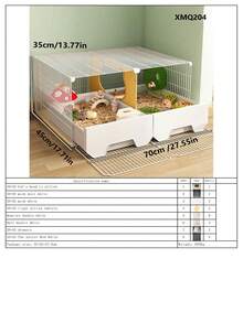 Small Animal Cage With Litter Box, Drawer Style, Indoor Free Space Partition, Small Pet Fence - Multicolor - View 6