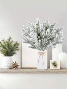 10/20 piezas Ramas de pino artificiales con escarcha realistas y duraderas, ramas de pino falsas para manualidades DIY, guirnaldas, coronas, decoración de árboles de Navidad, para decoración de fiestas de Navidad, bodas, cumpleaños, centros de mesa, oficina, regalos y decoración del hogar