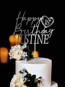 个性化生日快乐蛋糕装饰定制姓名和年龄金色镜面生日蛋糕装饰生日派对装饰 - B 型 - 查看 3