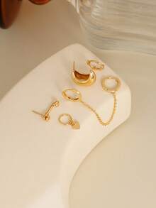 Zierliches Gold-Ohrringe Set, Multi-Stück Herz Charm & Gliederkette Ohrringe, minimalistischer stapelbarer Ohrschmuck für den täglichen Gebrauch