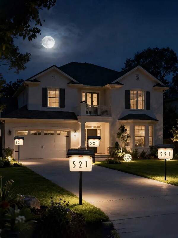 Outdoor Solar-Powered Nameplate Light, 3-Mode Switching (Warm White/Neutral White), Can Display Numbers 0-9 And 26 Letters, Semi-Recessed Installation, Portable Solar Lighting, Suitable For Home And Garden, Christmas Decoration, Solar Outdoor Light, Garden Lighting.