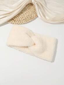 1 faixa de cabeça protetora de orelhas de pelúcia com design cruzado largo, estilo vintage, quente e à prova de vento para mulheres, acessórios de cabelo para outono/inverno - Multicolorido - Ver 10