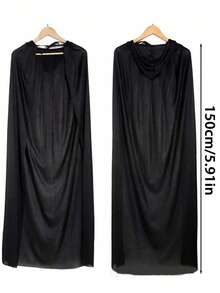 Soft Velvet Cape With Hat, Unisex Clothing Cloak, Black, Red, Purple, Green - Suitable For Parties, Theme Events, And Role-Playing, Easy To Wear And Store, Holiday Costume, Suitable For Halloween, Christmas, And Carnival, Perfect Gift For Role-Playing Enthusiasts 