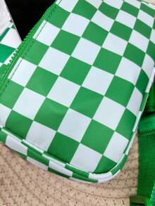 Small Checkered Crossbody Bag Or Purse Black And White Check Purse For Women Mens Checker Fanny Pack Or Shoulder Bag Small Nylon Crossbody Bags For Women, Anti Theft Travel Purses Handbag Shoulder Bag, Cute Cross Body Wallet   Small Messenger Bags Checkered Crossbody Bag For Women Small Cute Purses  Shoulder Handbags Wide Strap Gift For Mother Wife Mom - Lưới xanh và trắng - Xem 5