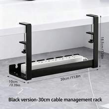 Under Desk Cable Management Tray, No Drill Metal Mesh Cable Organizer With Clips For Installation, 3-Slot Cable Tray With Desktop & Under Desk Wire Organizer, Adjustable Cable Management Rack For Home Office Standing Desk