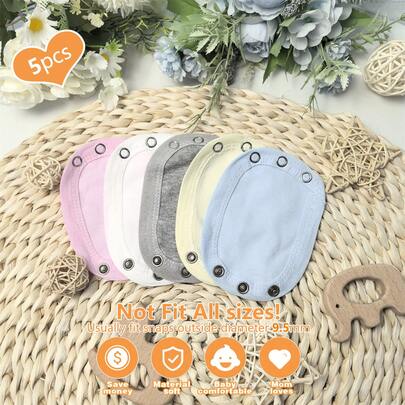 5 piezas de almohadillas de extensión de color mixto, almohadillas de extensión para peleles de bebé, almohadillas de tela para bebés, adecuadas para extender peleles talla grande pequeños (blanco + amarillo + azul + gris + rosa)