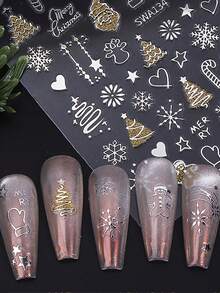 2 Peças de Adesivos de Arte de Unhas com Estampagem a Quente de Natal e Inverno - Elementos de Natal com Estampagem a Quente de Flocos de Neve, Árvores de Natal, Papai Noel, Biscoitos de Gengibre, Estrelas, Design de Arte do Amor, Adequado para Uso Diário, Casamento, Feriados de Mulheres, Adesivos de Unha Autoadesivos Descartáveis, Estilo Simples e Luxuoso, Adesivos de Decoração de Unhas Fáceis de Colar