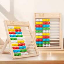 Wooden Calculation Rack Math Learning Toy, 10-Row Wooden Frame Abacus Multi-Color Beads, Enlightenment Intelligence Development Early Teaching Aids For Kid Birthday, Halloween, Christmas Gift