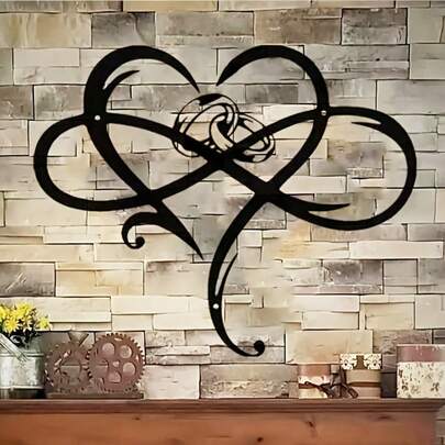1 Stück, 40cm x 35cm schwarzer herzförmiger Metallring Wanddekoration, Raumdekoration, Wohnzimmerwanddekoration, Heimdekoration, Szenendekoration, Eisenhandwerk, Weihnachtsgeschenk