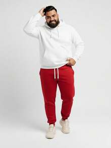 Men's Plus Size Jogger Sweatpants In Flannel Fabric With Pocket | Warm Oversized Pants For Men - 紅色 - 查看 6