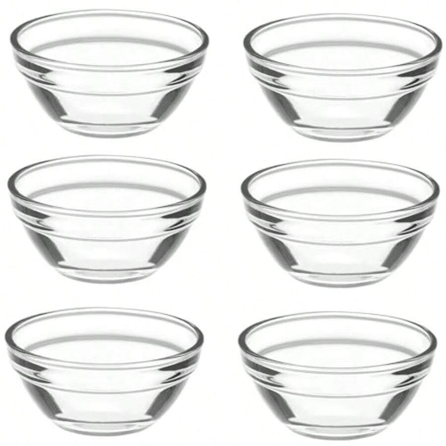 6pcs Glass Pudding Bowls Jelly Cups Small Clear Glass Bowls Dessert Containers Kitchen Mini Prep Bowls Glass Prep Bowls