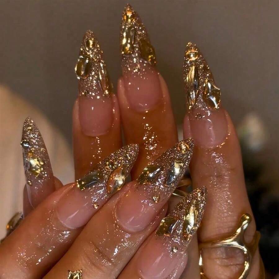 Golden Manicure Tip Gradual Change Sequined Diamond Jewelry Luxury Shine Creative Manicure - 伊扎索-1186 - 查看 1