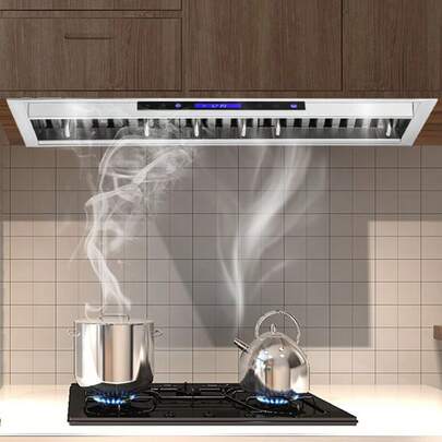 Campana extractora de inserción, 900 CFM de 4 velocidades, ventilación de cocina incorporada de acero inoxidable de 30 pulgadas con luces LED táctiles y de control remoto, filtros deflectores, convertible con conducto/sin conducto, certificación ETL