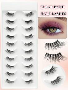 Pestañas postizas de ojo de gato MX01, 10 pares | Extensión de cola resistente al agua, 3X aumento | Fibra ultra suave de 0.05mm, reutilizables - Negro - Ver 1