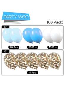 30/40/60 个 10 英寸/12 英寸蓝白色气球，适用于性别揭秘派对、单身派对、庆祝派对、生日、毕业典礼、周年纪念、独立日派对、新娘送礼会、圣诞节、万圣节、情人节、母亲节、节日派对、斋月、开斋节、狂欢节主题派对装饰、派对用品